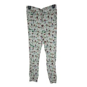 Free Birdees Women S Bamboo Pajama Jogger Pants Lumberjack Moose Winter White